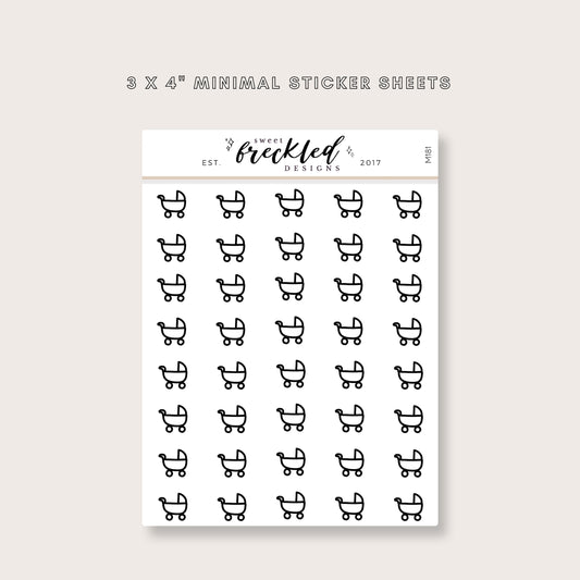 Minimalistic Mini Baby Stroller Stickers