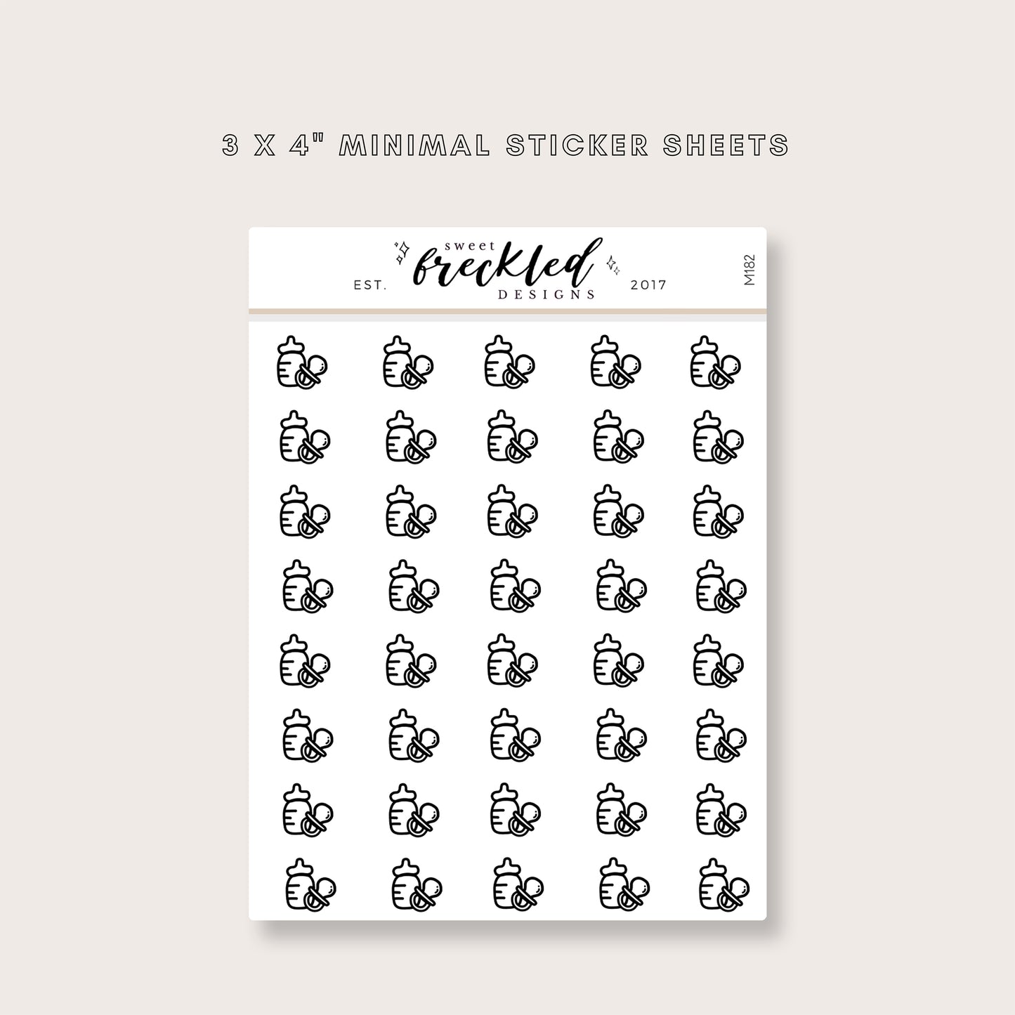 Minimalistic Mini Baby Bottle Pacifier Stickers