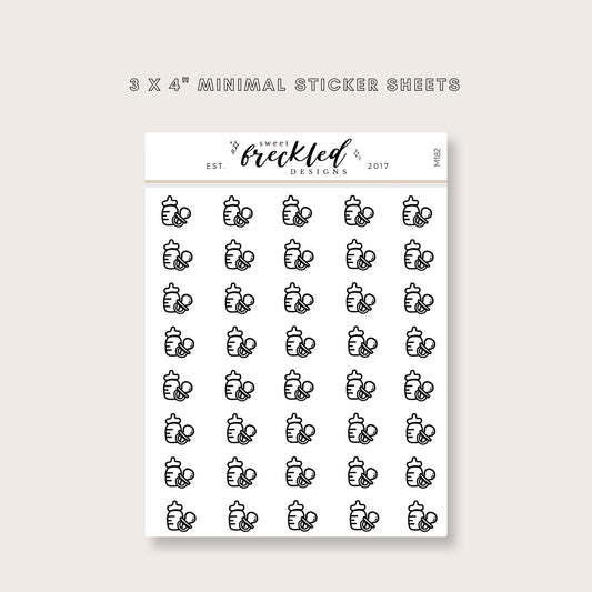 Minimalistic Mini Baby Bottle Pacifier Stickers