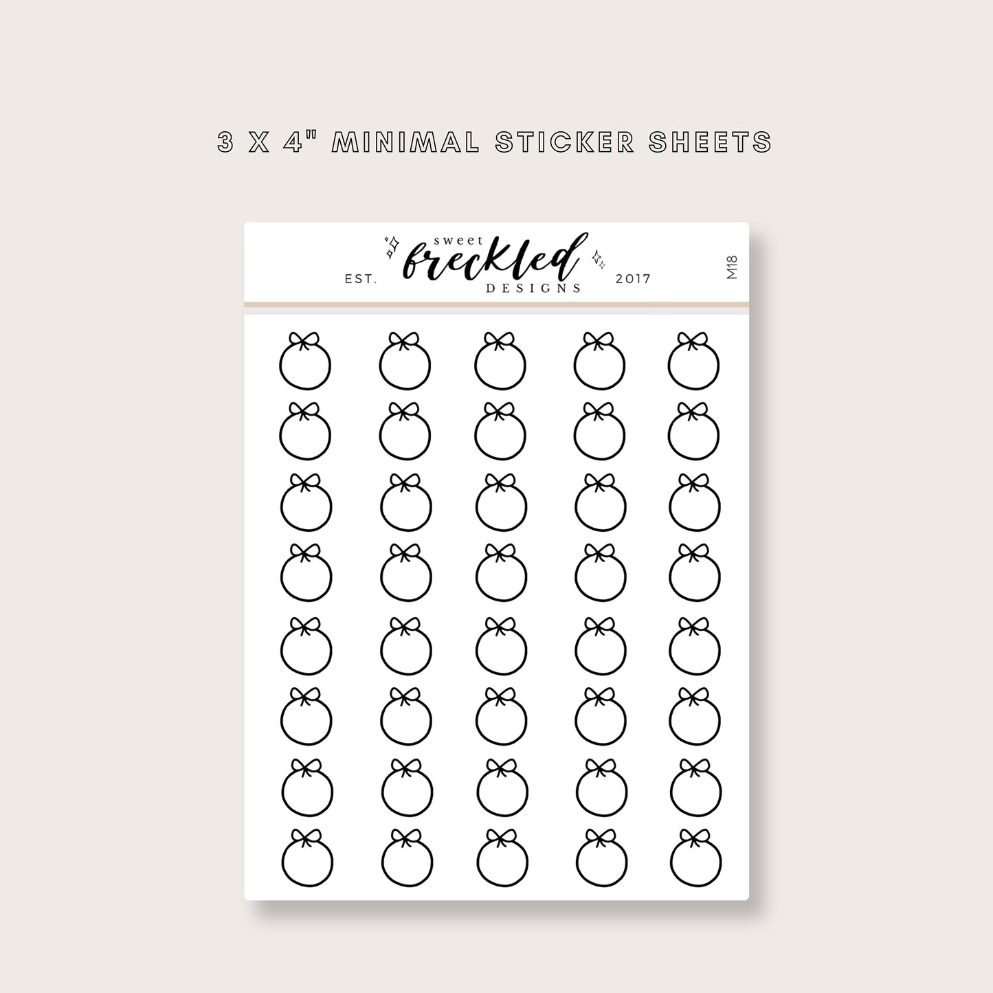 Minimalistic Mini Bow Circle Stickers (2 Colors Available)