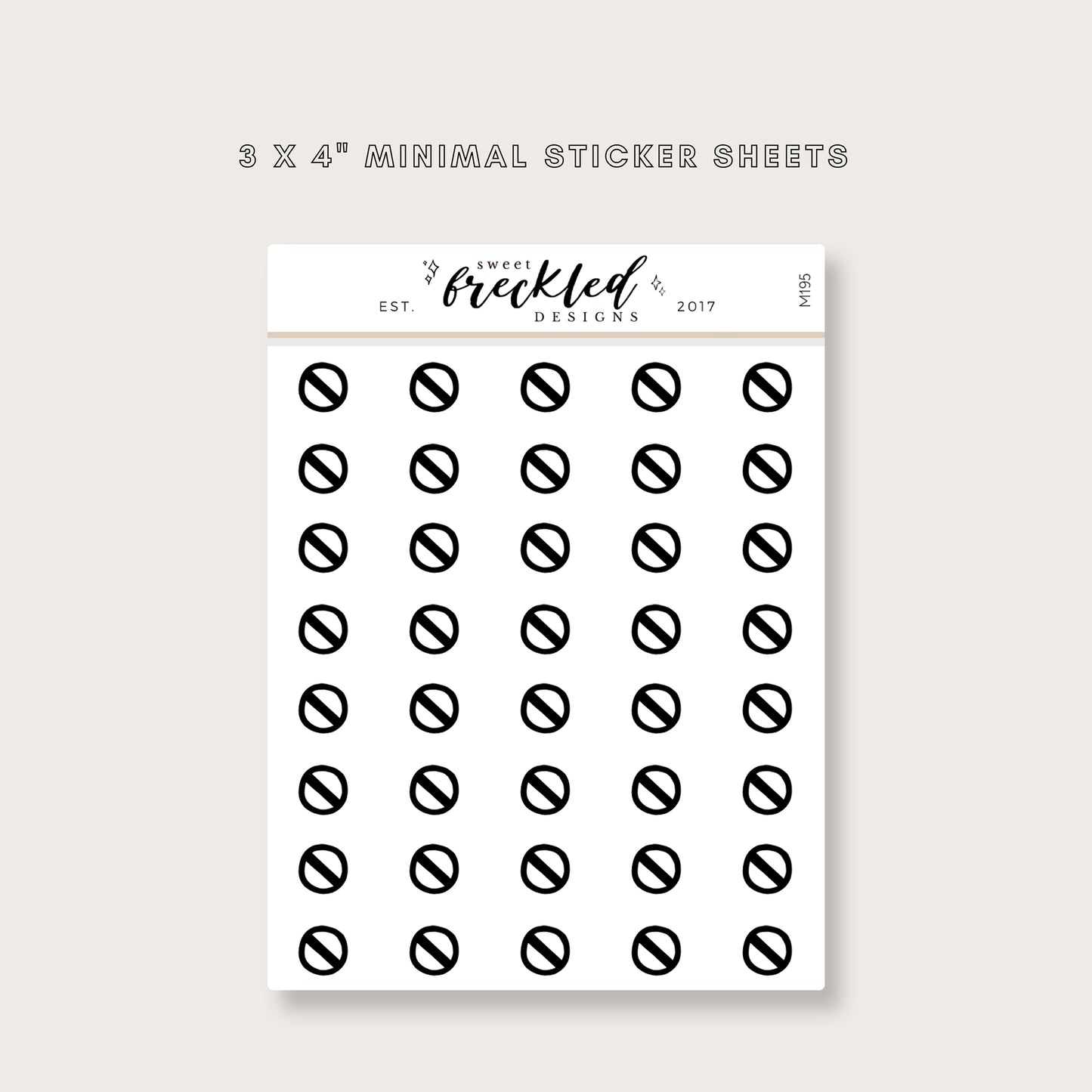 Minimalistic Mini Crossed Circle Stickers