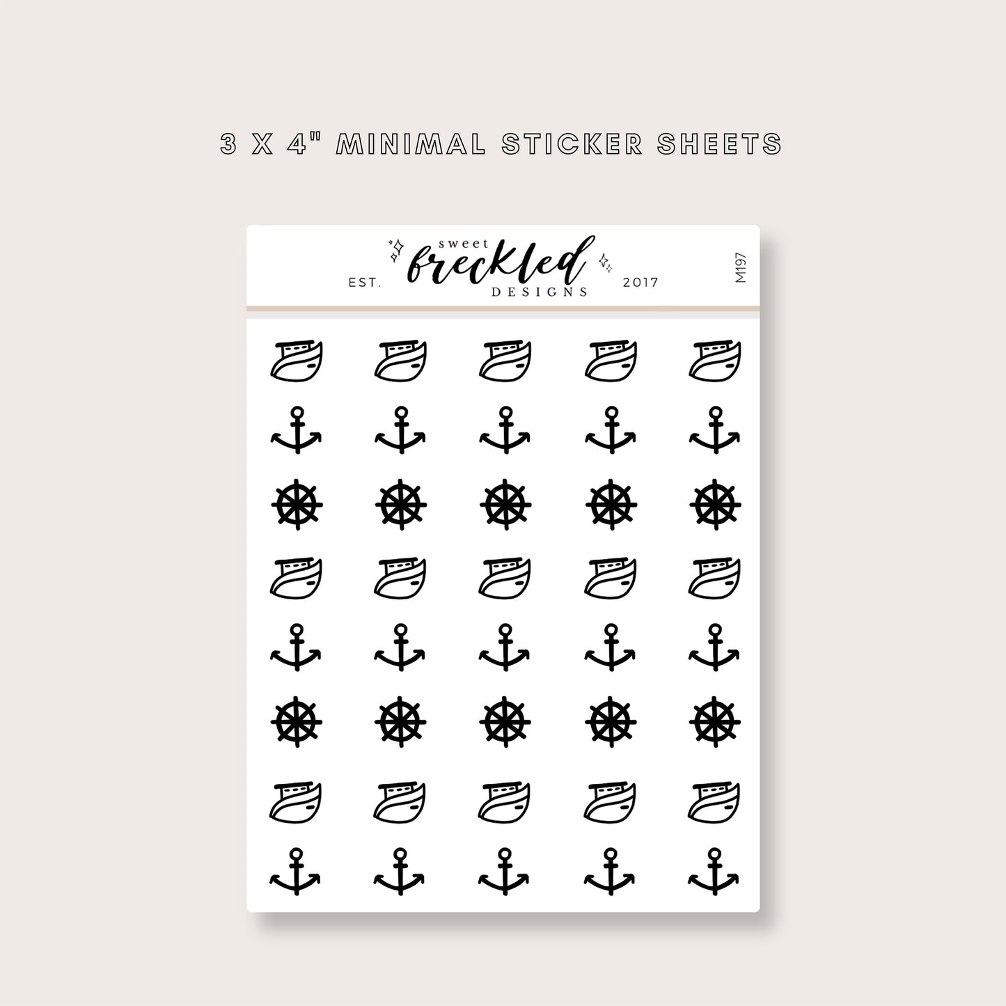 Minimalistic Mini Boating Sail Anchor Stickers