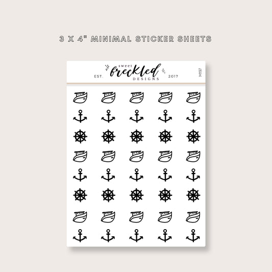 Minimalistic Mini Boating Sail Anchor Stickers