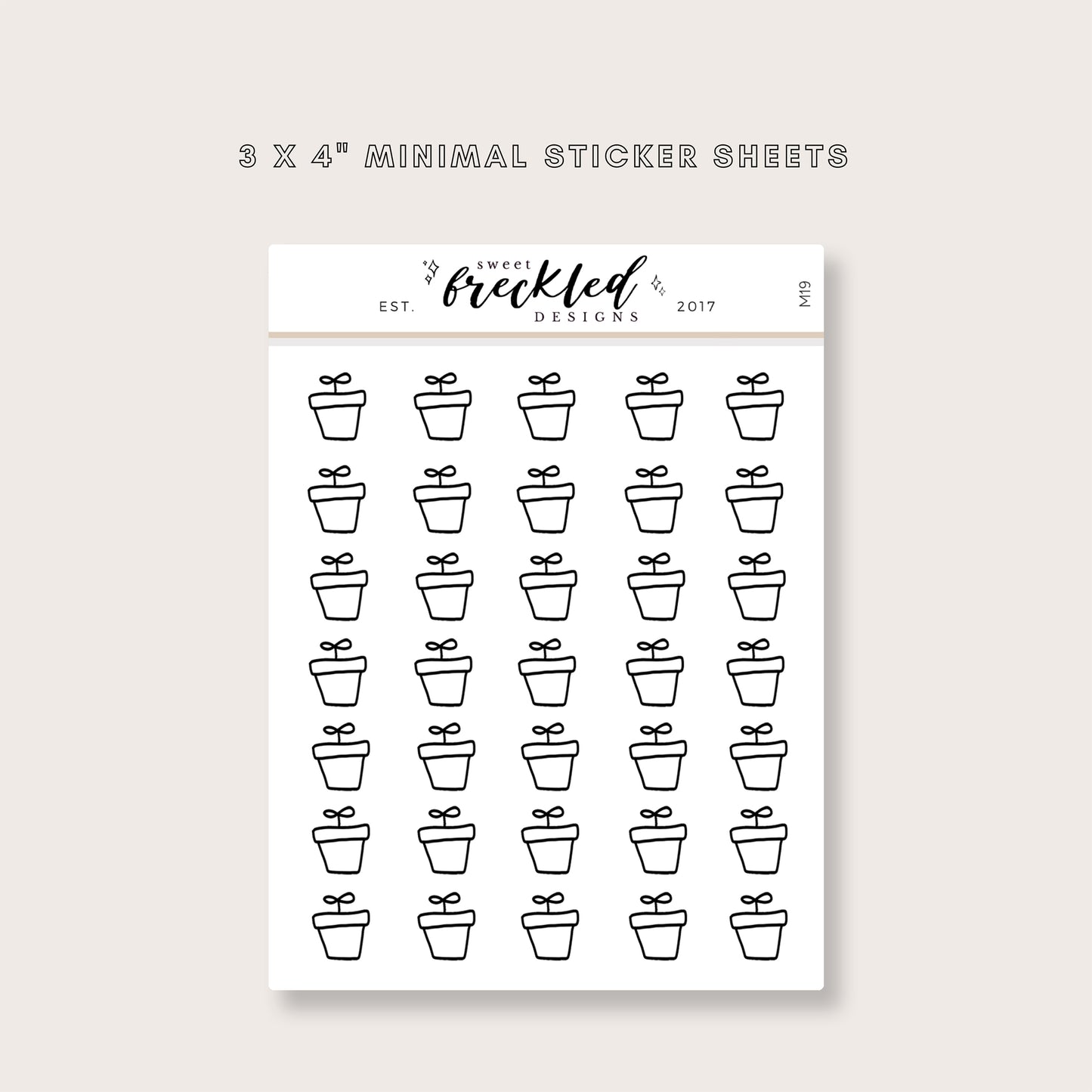 Minimalistic Mini Potted Plant Stickers