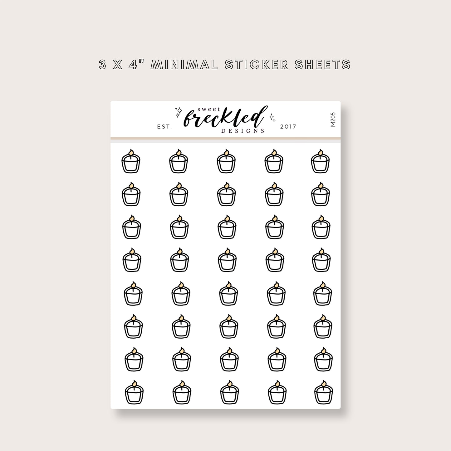 Minimalistic Mini Tealight Candle Relax Stickers