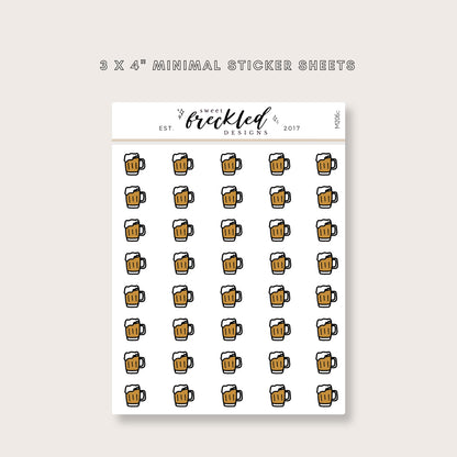 Minimalistic Mini Beer Cup Stickers (2 Colors Available)