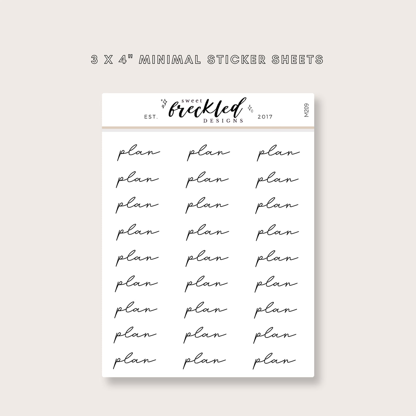 Minimalistic Script "Plan" Stickers