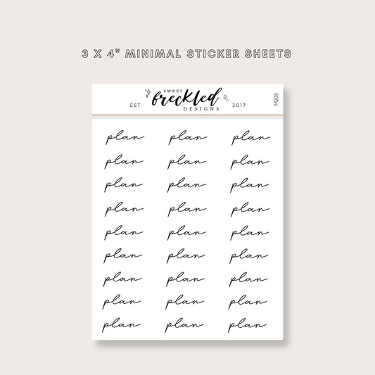 Minimalistic Script "Plan" Stickers