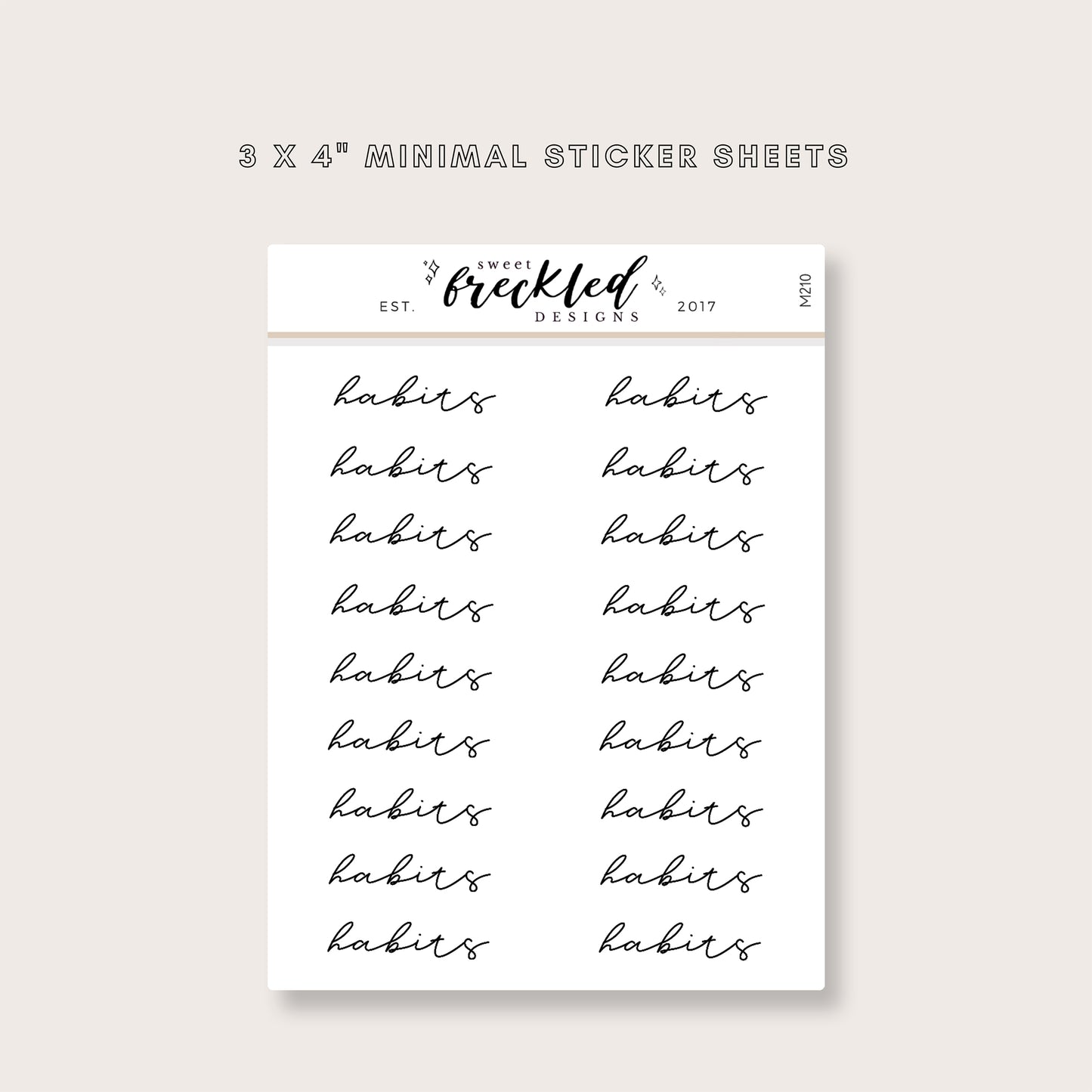 Minimalistic Script "Habits" Stickers