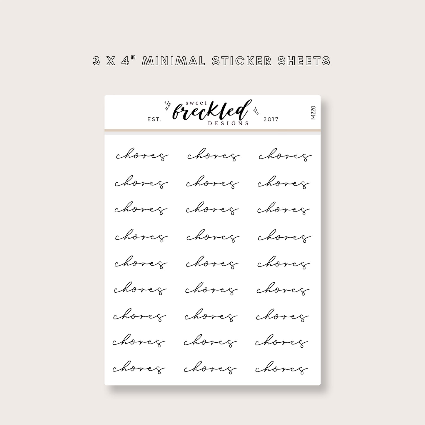 Minimalistic Script "Chores" Stickers