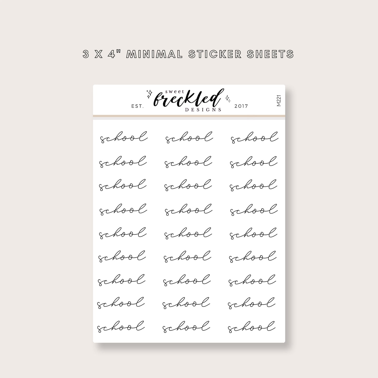 Minimalistic Script "School" Stickers