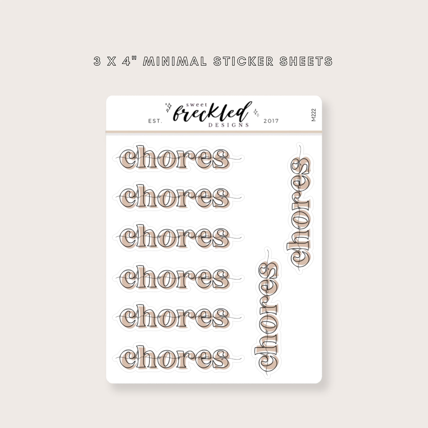 Minimal Bold "Chores" Text Stickers