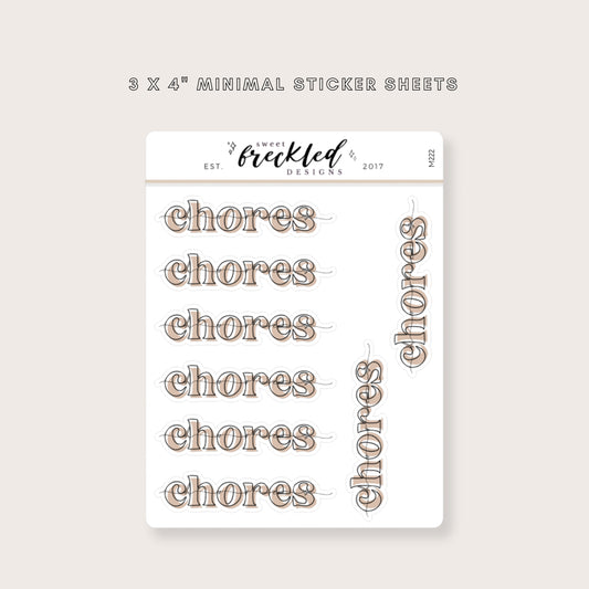 Minimal Bold "Chores" Text Stickers