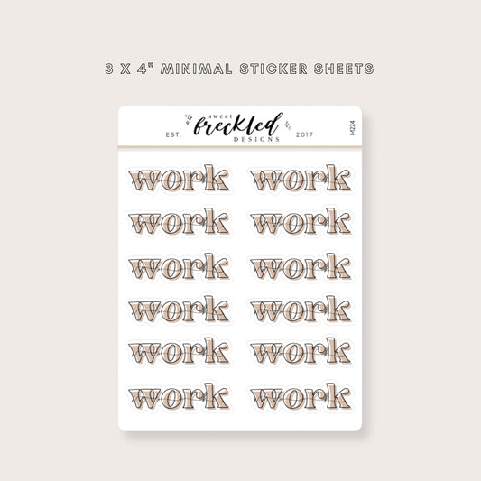 Minimal Bold "Work" Text Stickers