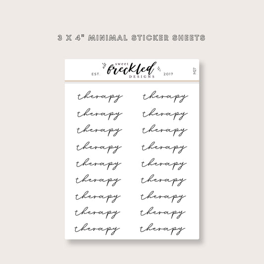 Minimalistic Script "Therapy" Stickers