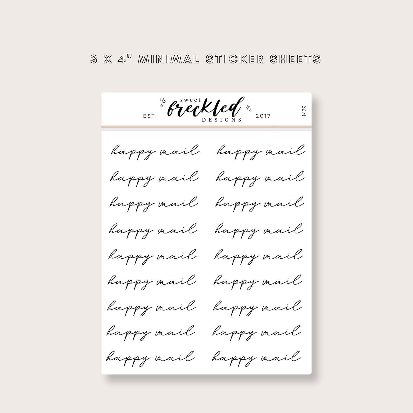 Minimalistic Script "Happy Mail" Stickers