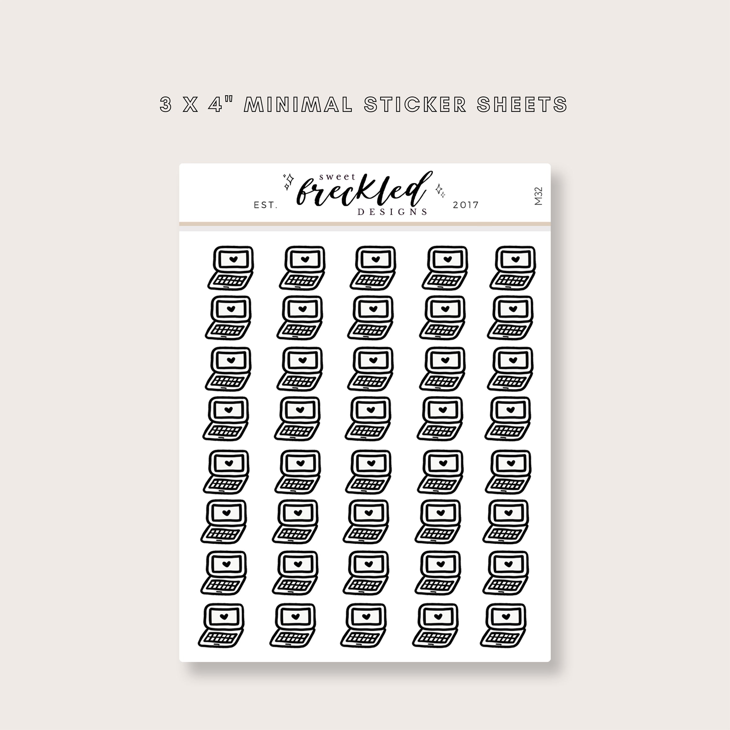 Minimalistic Mini Laptop (Version 1) Stickers – Soft Paper Studio