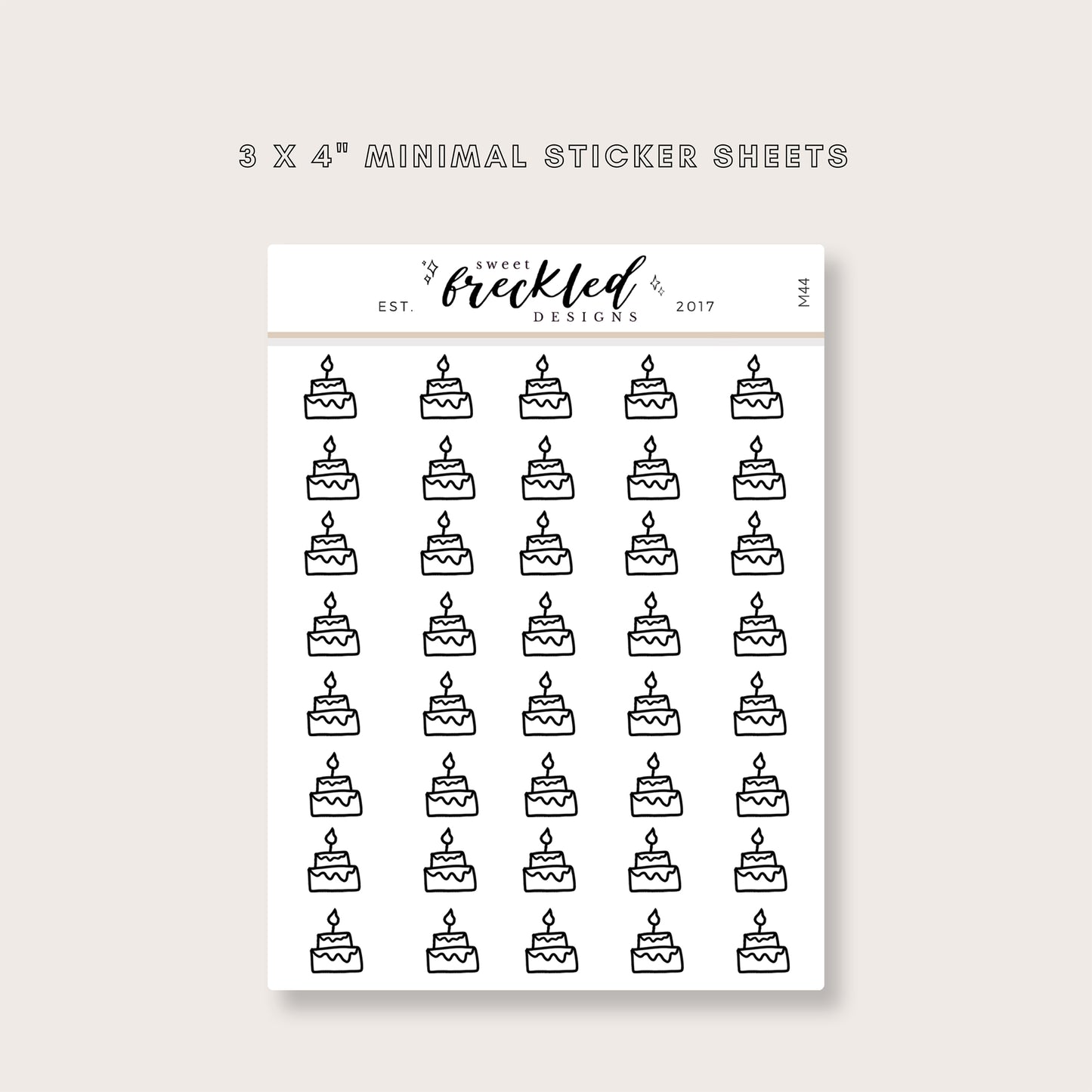 Minimalistic Mini Birthday Cake Stickers