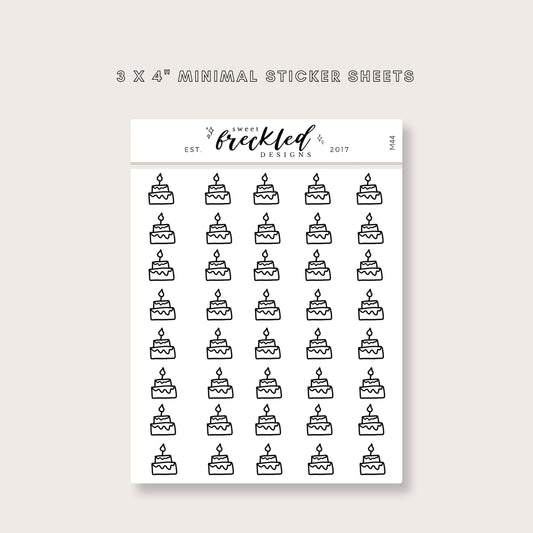 Minimalistic Mini Birthday Cake Stickers