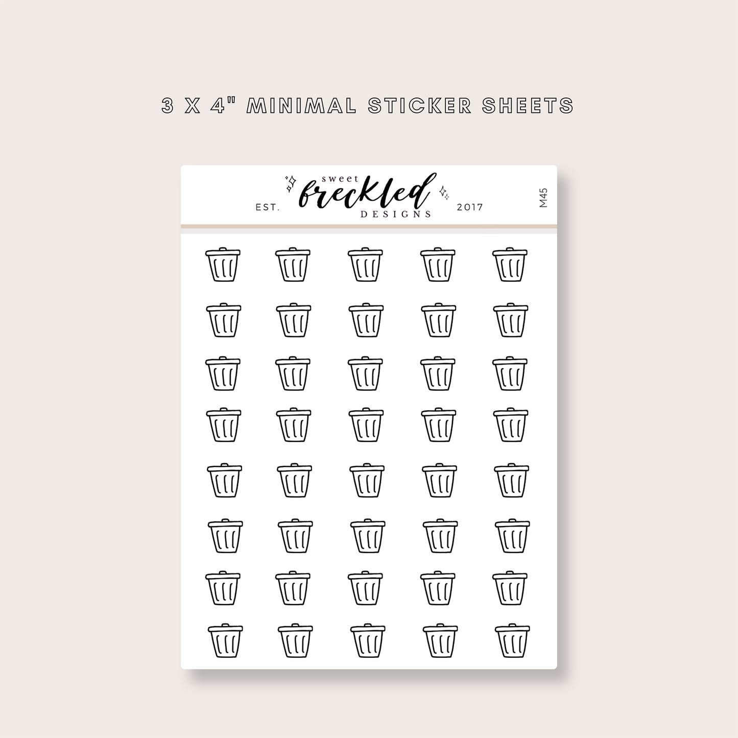 Minimalistic Mini Trash Can Stickers