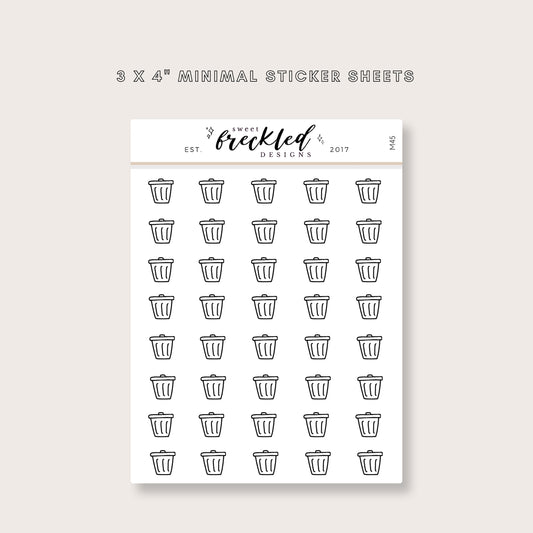 Minimalistic Mini Trash Can Stickers