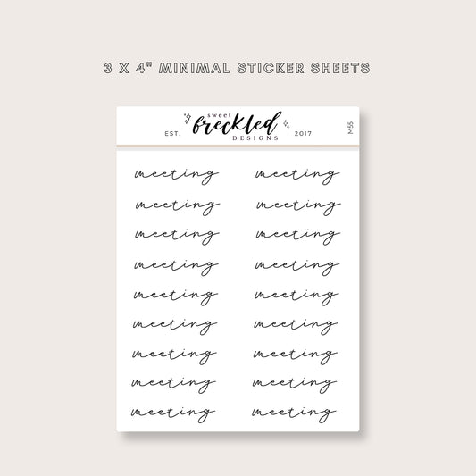 Minimalistic Script "Meeting" Stickers