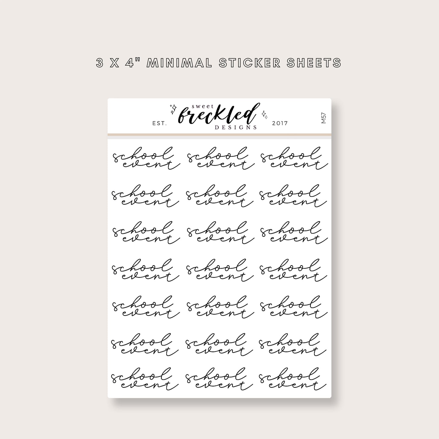 Minimalistic Script "School Event" Stickers