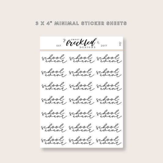 Minimalistic Script "School Event" Stickers