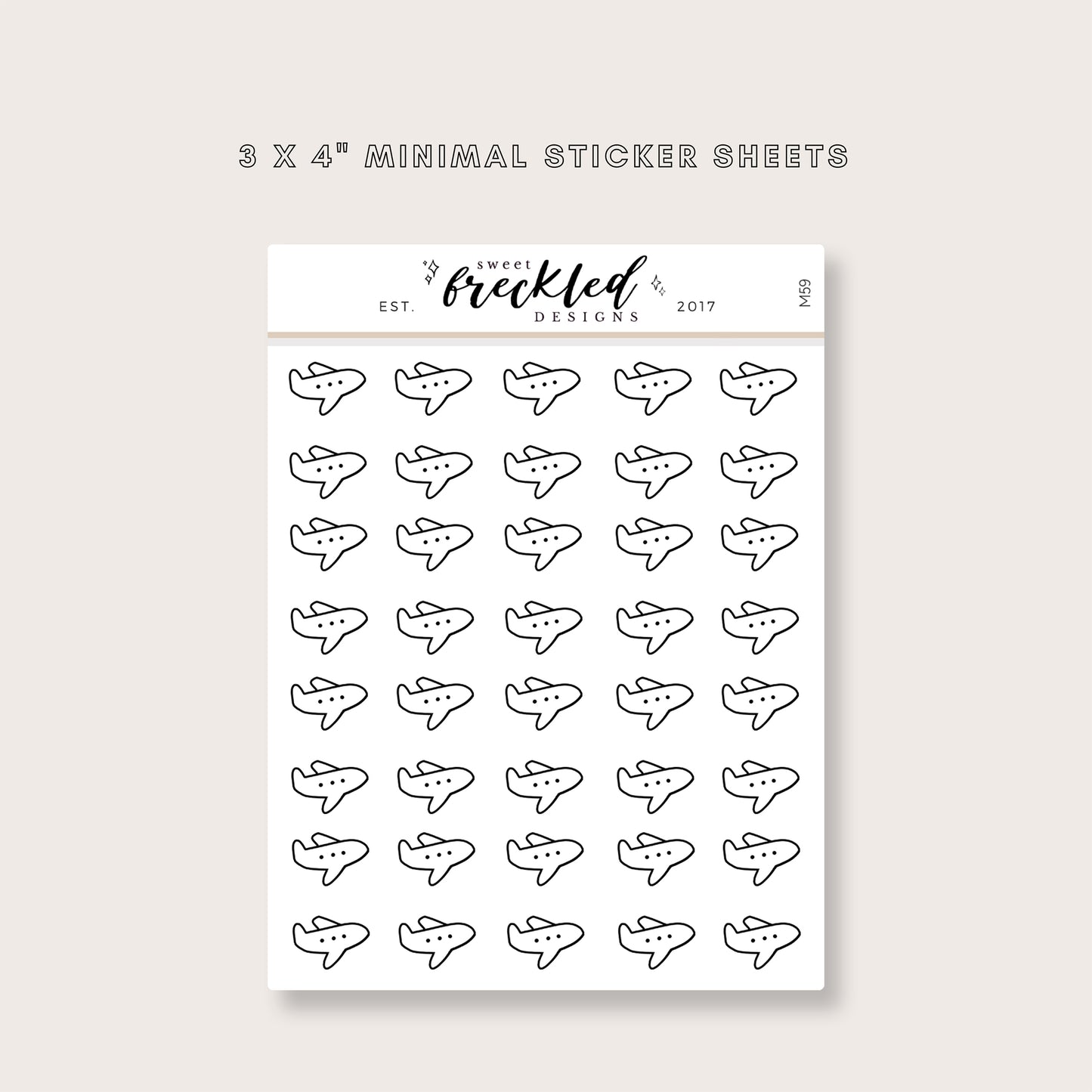 Minimalistic Mini Airplane Travel Stickers