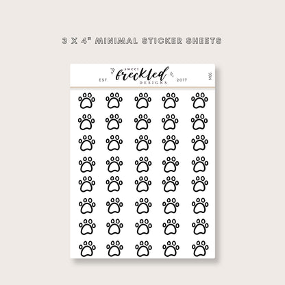 Minimalistic Mini Paw Print Stickers (2 Colors Available)