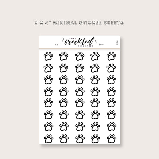 Minimalistic Mini Paw Print Stickers (2 Colors Available)