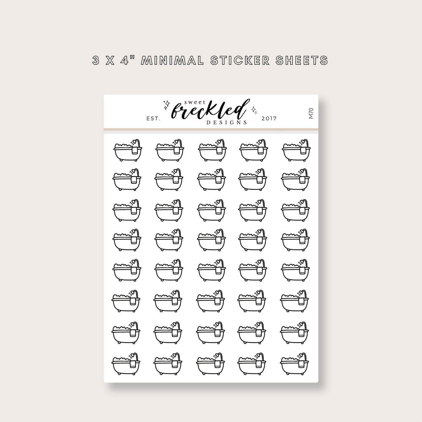 Minimalistic Mini Bathtub Stickers