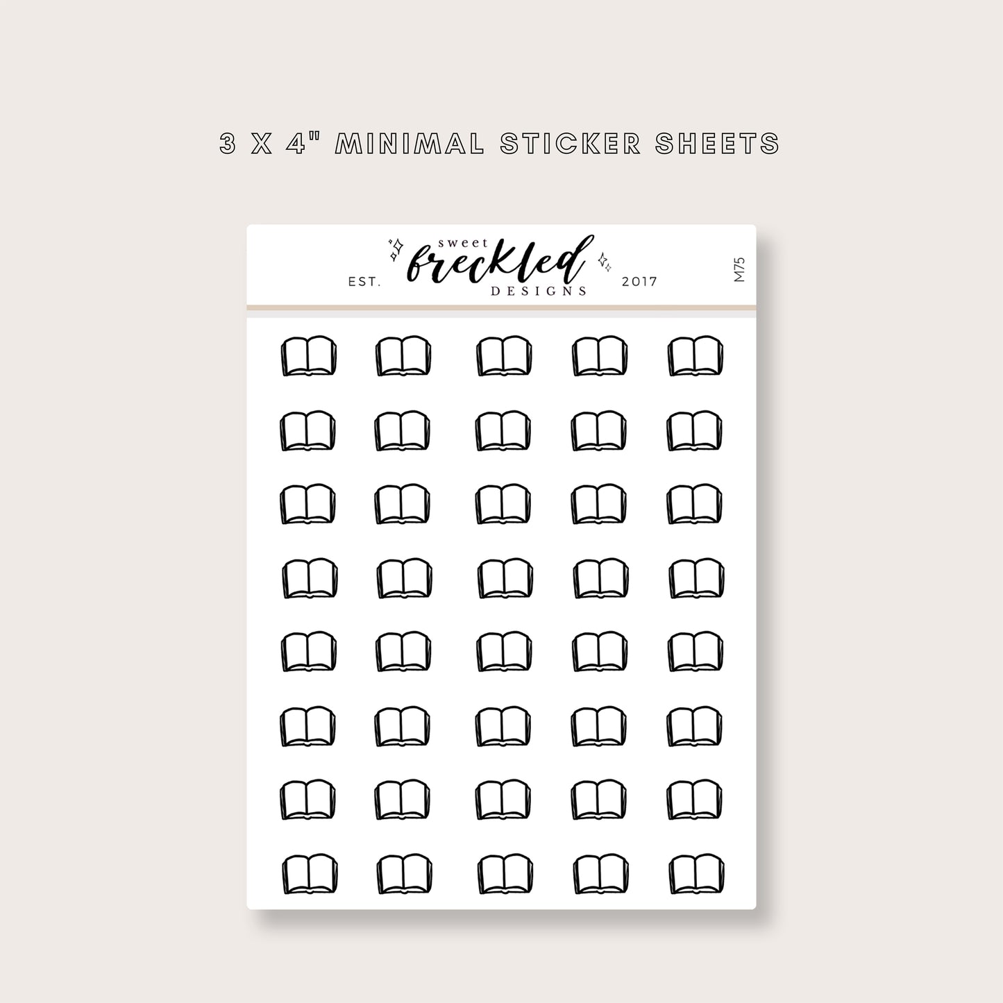 Minimalistic Mini Book Stickers (2 Style Options)