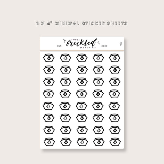 Minimalistic Mini Nurse Hat Stickers