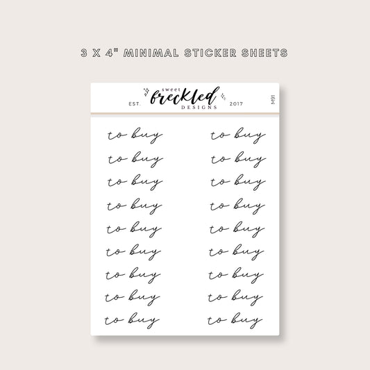 Minimalistic Script "To Buy" Stickers