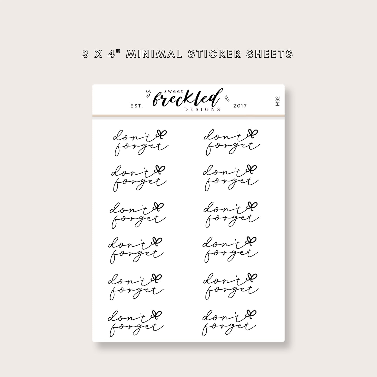 Minimalistic Script "Don't Forget" Stickers