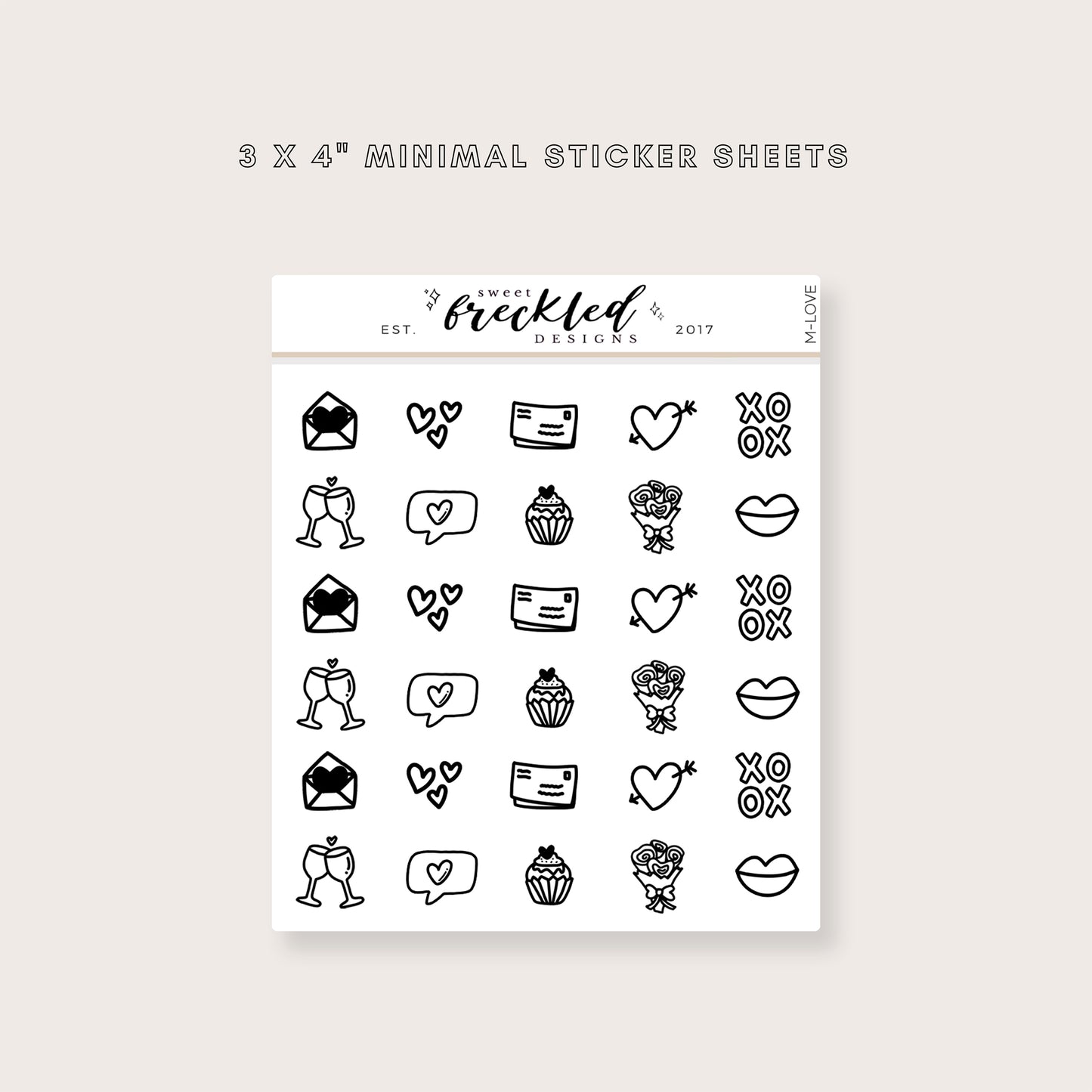 Minimalistic Mini Love Valentines Day Stickers