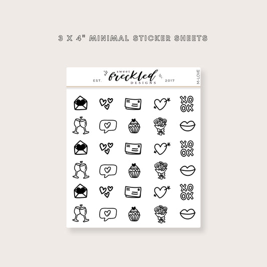 Minimalistic Mini Love Valentines Day Stickers