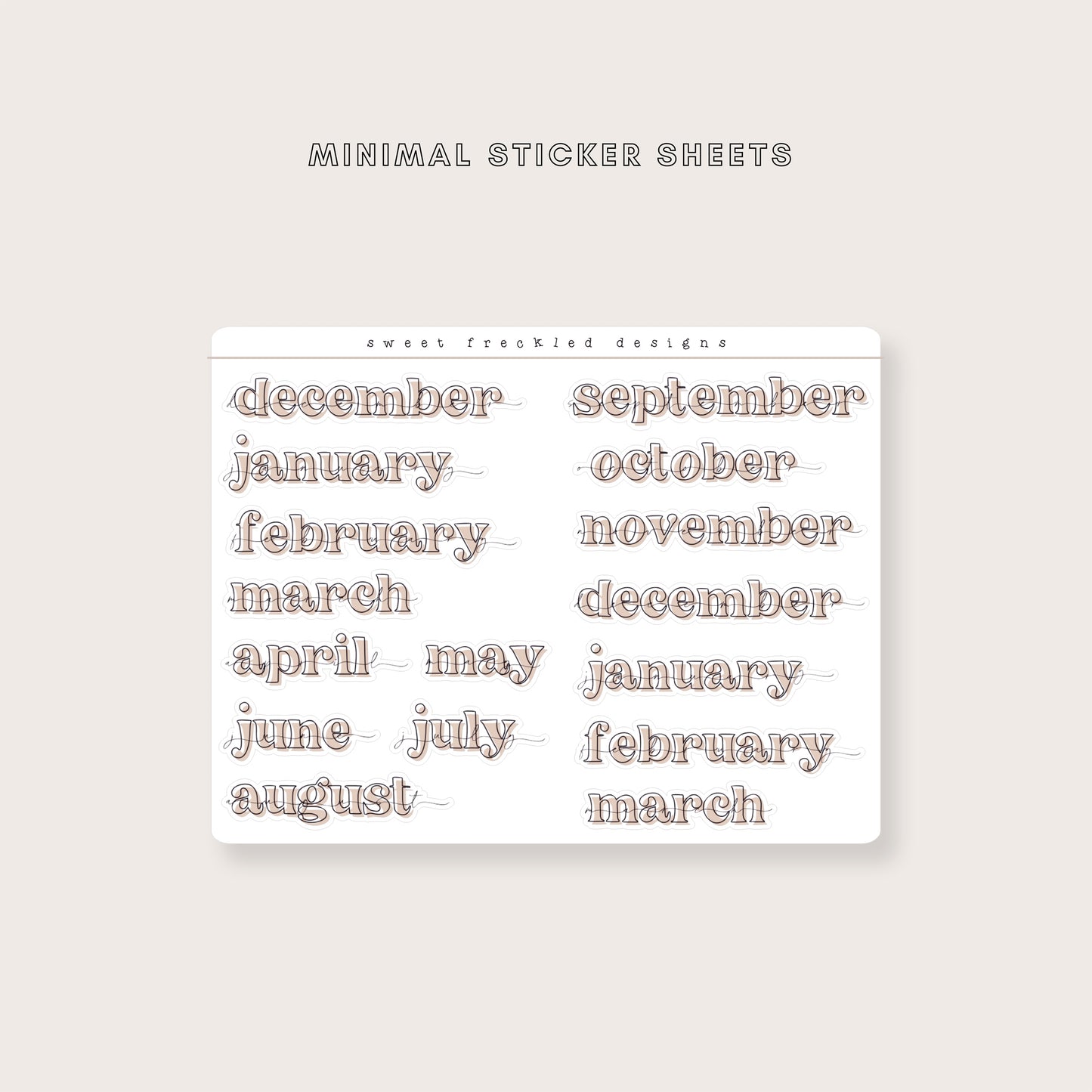 Minimal Bold Months of the Year Stickers