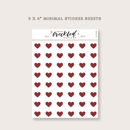 Minimal Mini Heart Transparent Stickers (Multiple Colors Available)